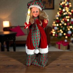 Rare Vintage 1989 Rennoc Little People Animated & Lighted Caroler Girl 24" Tall